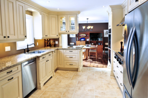 Modern luxury kitchen interior with granite countertop