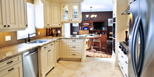 Modern luxury kitchen interior with granite countertop